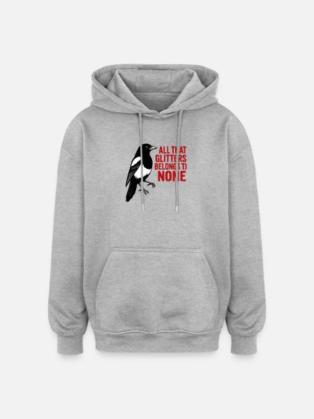 Crow and red glitter saying - Oversized Unisex Hoodie - heather grey
