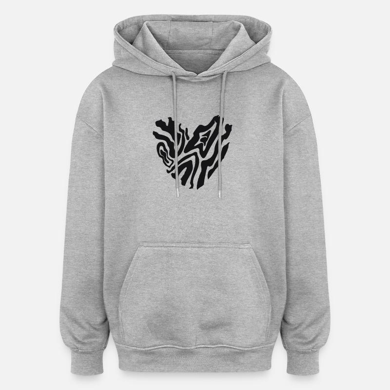 Herz eines Tigers  - Oversized Unisex Hoodie - Grau meliert