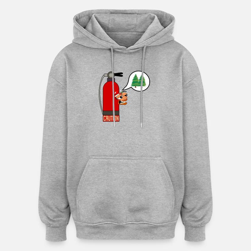 CAUTION CHRISTMAS TREE FIRE - Oversized Unisex Hoodie - heather grey