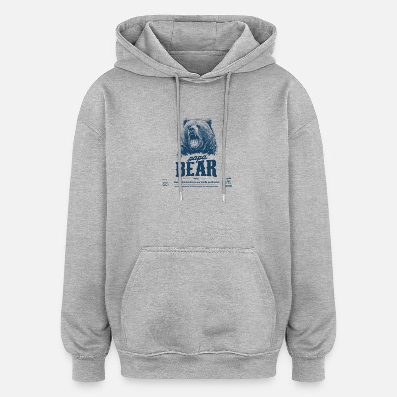 Ours Papa - Sweat à capuche oversize unisexe - gris chiné