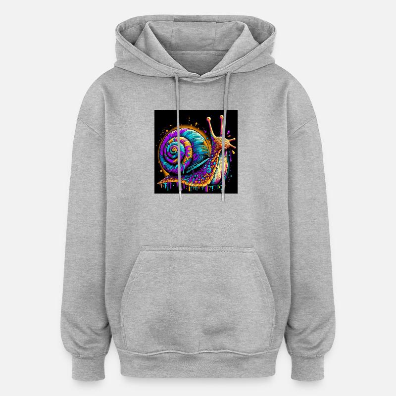 Escargot - Sweat à capuche oversize unisexe - gris chiné