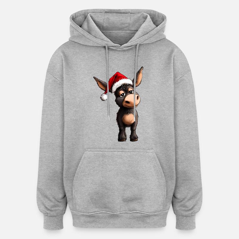 Noël à dos d’âne - Sweat à capuche oversize unisexe - gris chiné