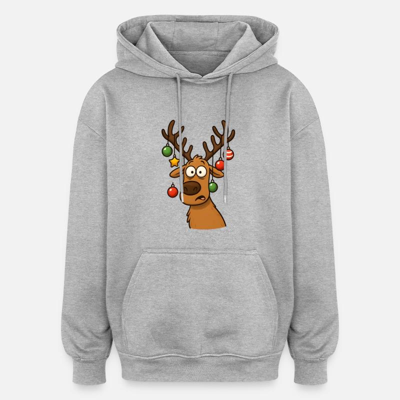 Cerf Rudolph Joyeux Noël doux - Sweat à capuche oversize unisexe - gris chiné