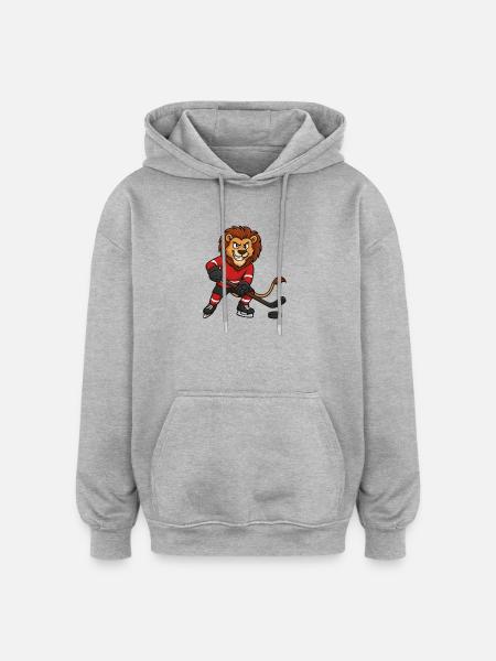 Lion Hockey Comic - Oversized Unisex Hoodie - heather grey