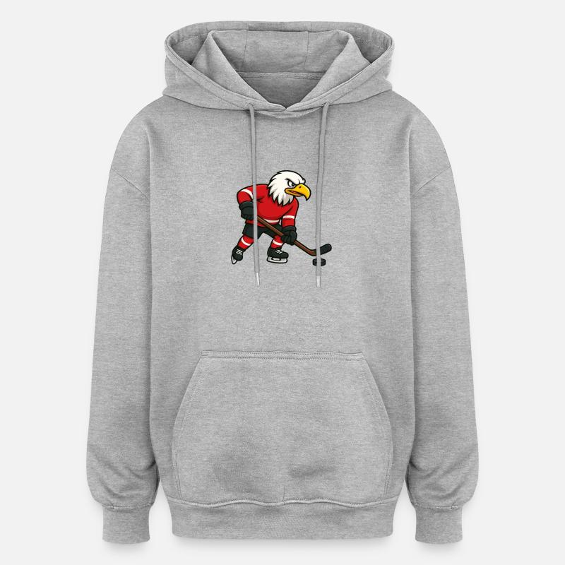 Mascotte de hockey Eagle - Sweat à capuche oversize unisexe - gris chiné