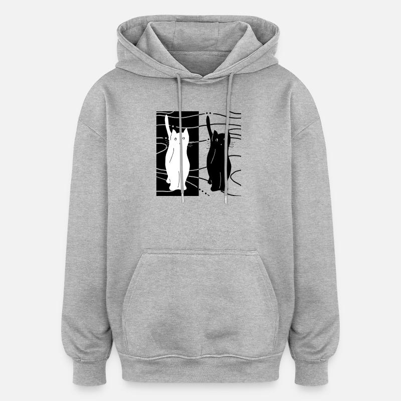 Chats - Sweat à capuche oversize unisexe - gris chiné