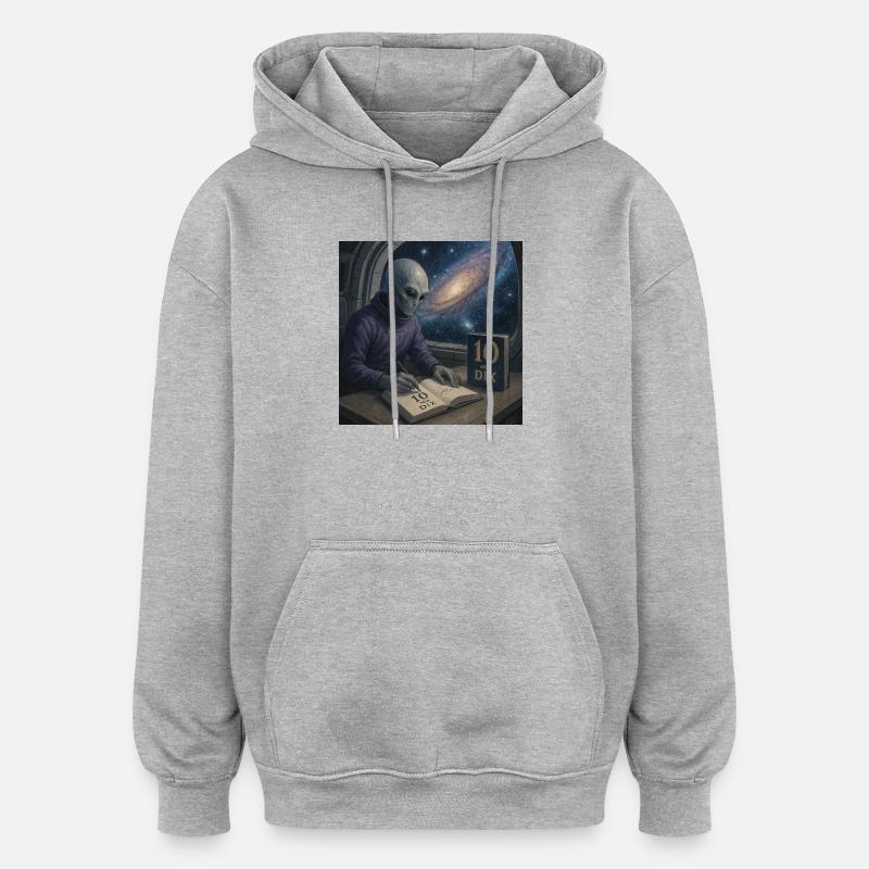 Alien Ecrivain Cosmos - Sweat à capuche oversize unisexe - gris chiné