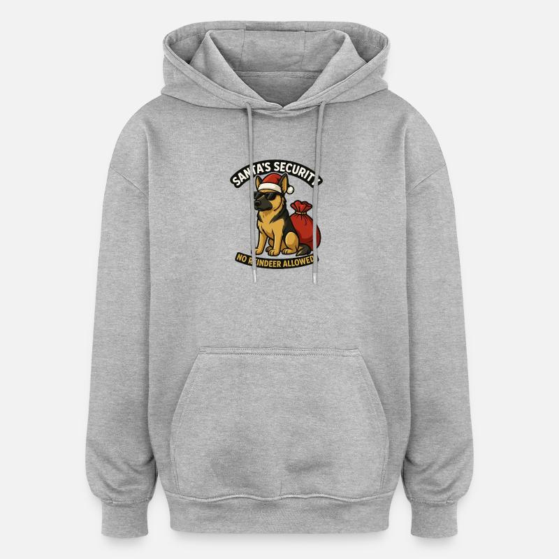 Schäferund als Santa Sicherheit mit Sack - Oversized Unisex Hoodie - Grau meliert