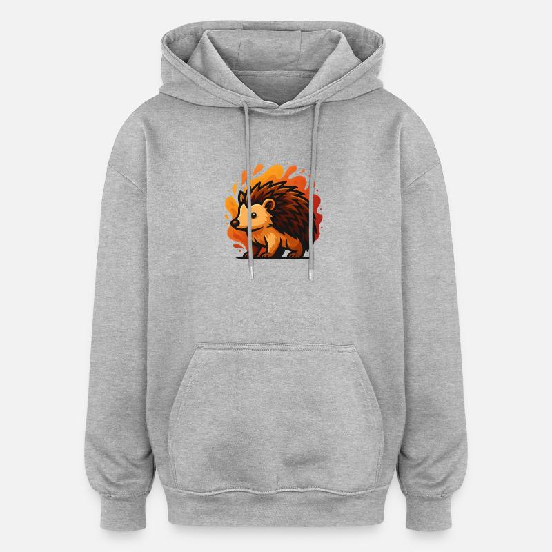 Hérisson à l’aura enflammée - Sweat à capuche oversize unisexe - gris chiné