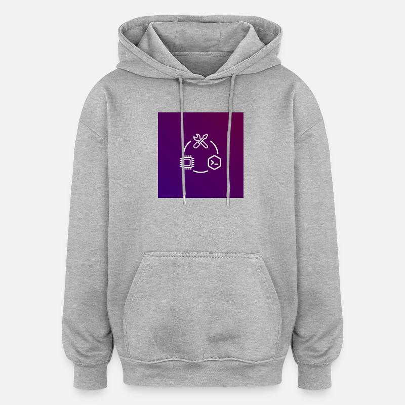 Outil de code de puce TechKreis - Sweat à capuche oversize unisexe - gris chiné