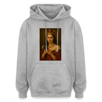 Royal frustration on the smartphone - Oversized Unisex Hoodie - heather grey - Front - Noah (186cm)