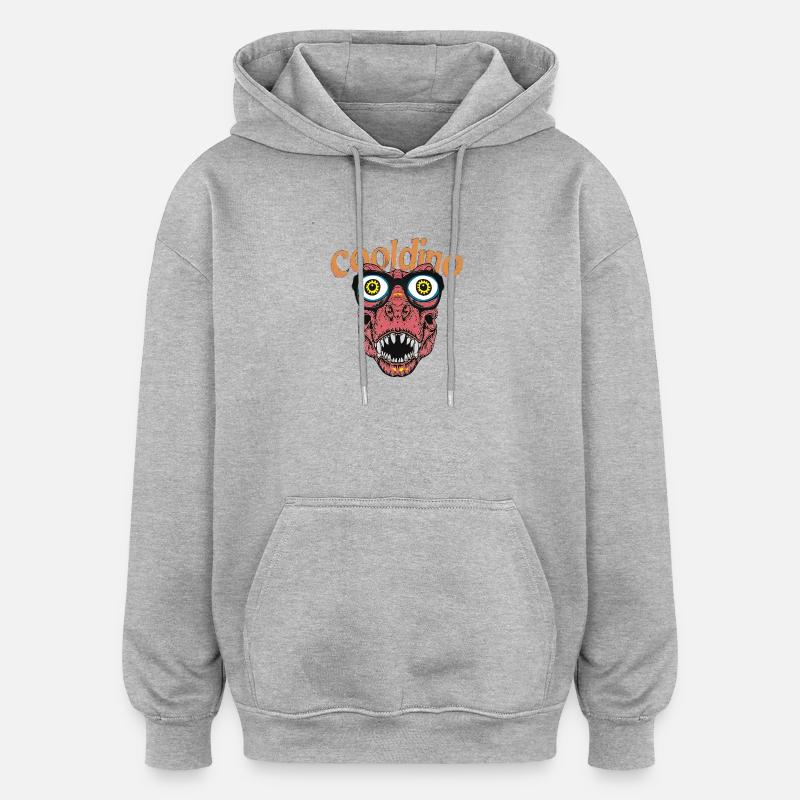 Cool Dino avec lunettes - Sweat à capuche oversize unisexe - gris chiné