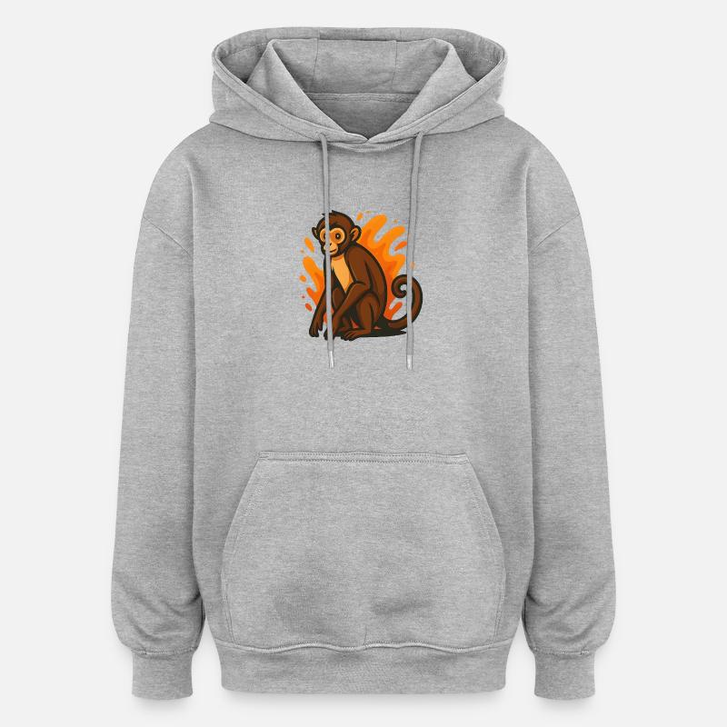 Singe-araignée à l’aura enflammée - Sweat à capuche oversize unisexe - gris chiné