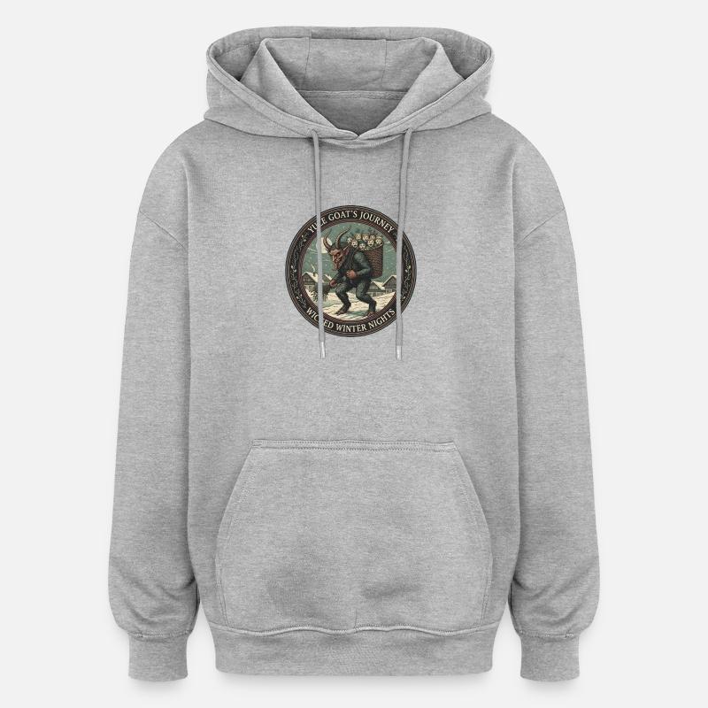 Die Reise der Weihnachtsziege – Böse Winternächte - Oversized Unisex Hoodie - Grau meliert
