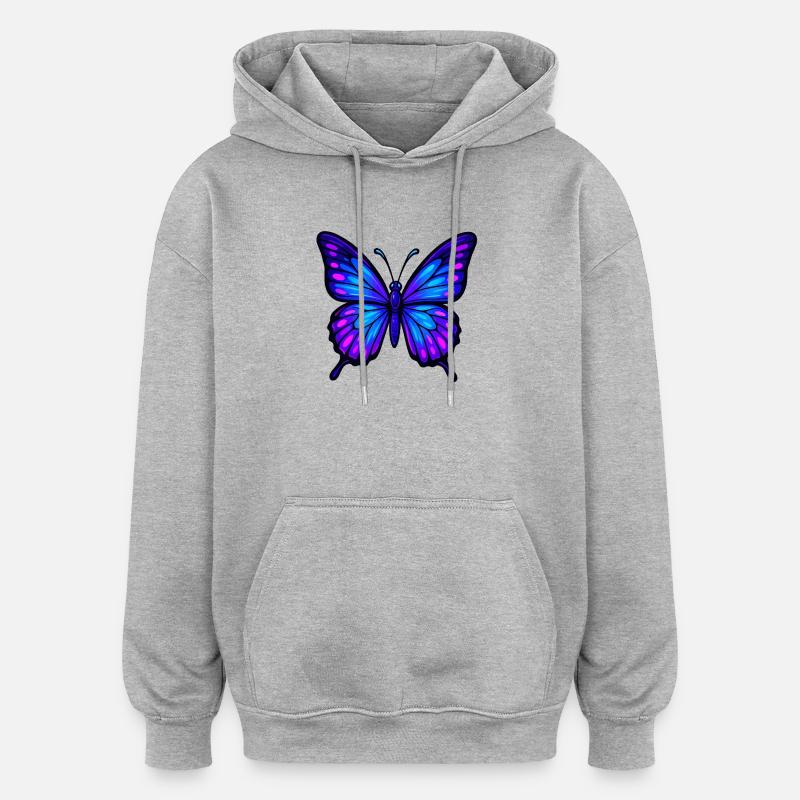 Papillon Ailer-Nuit - Sweat à capuche oversize unisexe - gris chiné