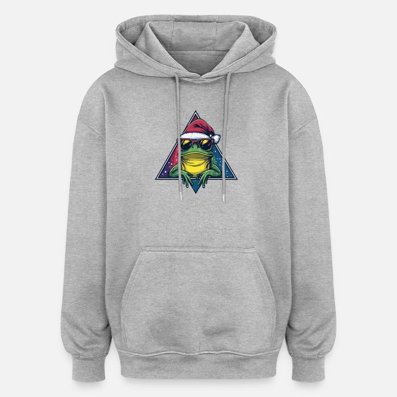 Frosch im Santa Triangle - Oversized Unisex Hoodie - Grau meliert