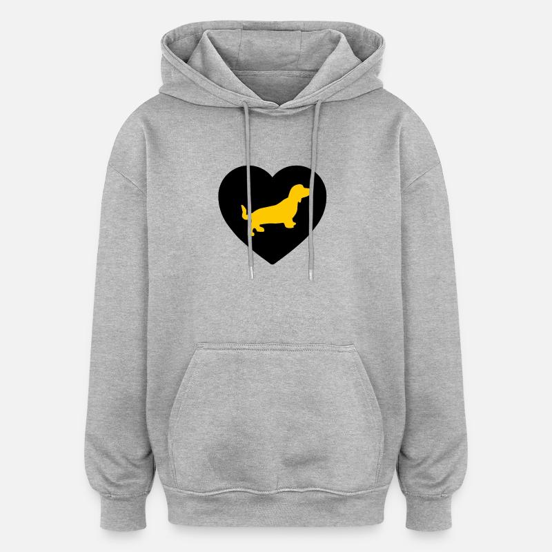 Dackel - Oversized Unisex Hoodie - Grau meliert
