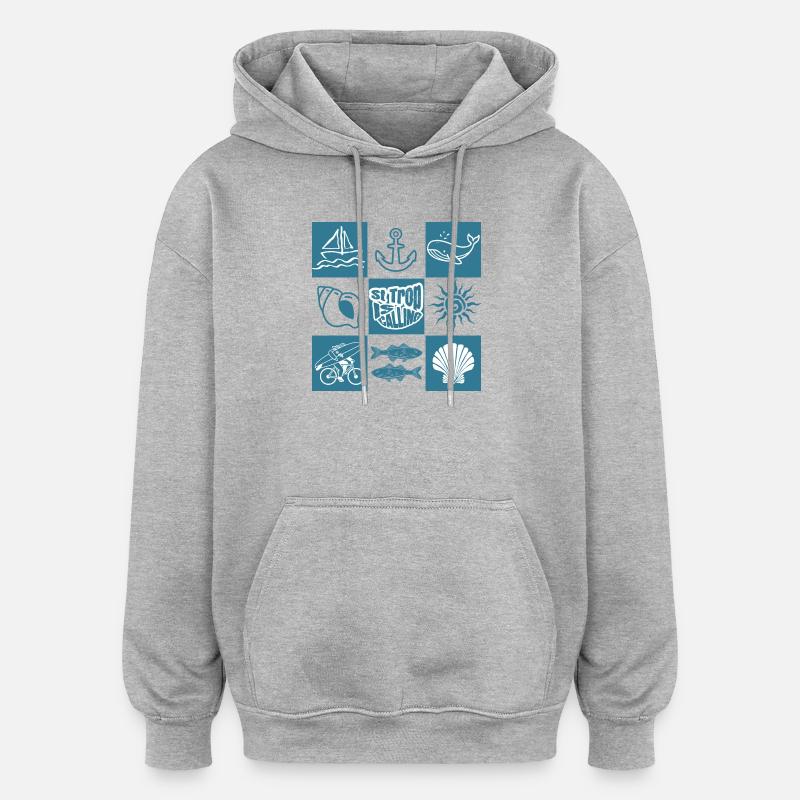 Rufe der ozeanischen nautischen Muster - Oversized Unisex Hoodie - Grau meliert