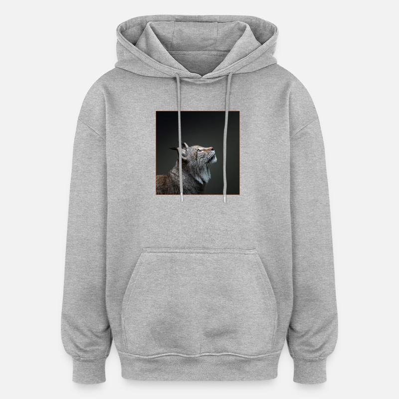 Lynx Regard - Sweat à capuche oversize unisexe - gris chiné