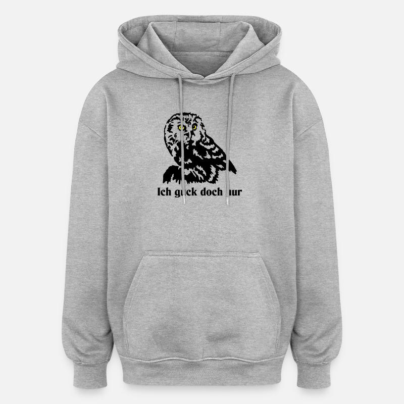 Chouette chevêche - Sweat à capuche oversize unisexe - gris chiné