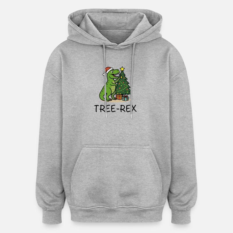 Tree-Rex – Style Noël moche - Sweat à capuche oversize unisexe - gris chiné