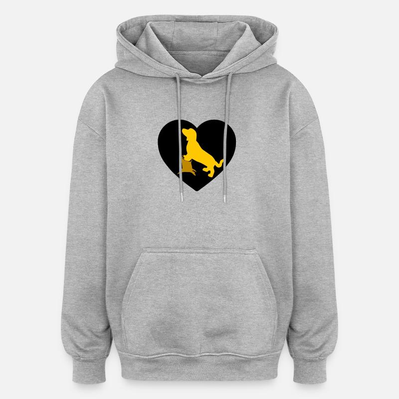 Teckel - Sweat à capuche oversize unisexe - gris chiné