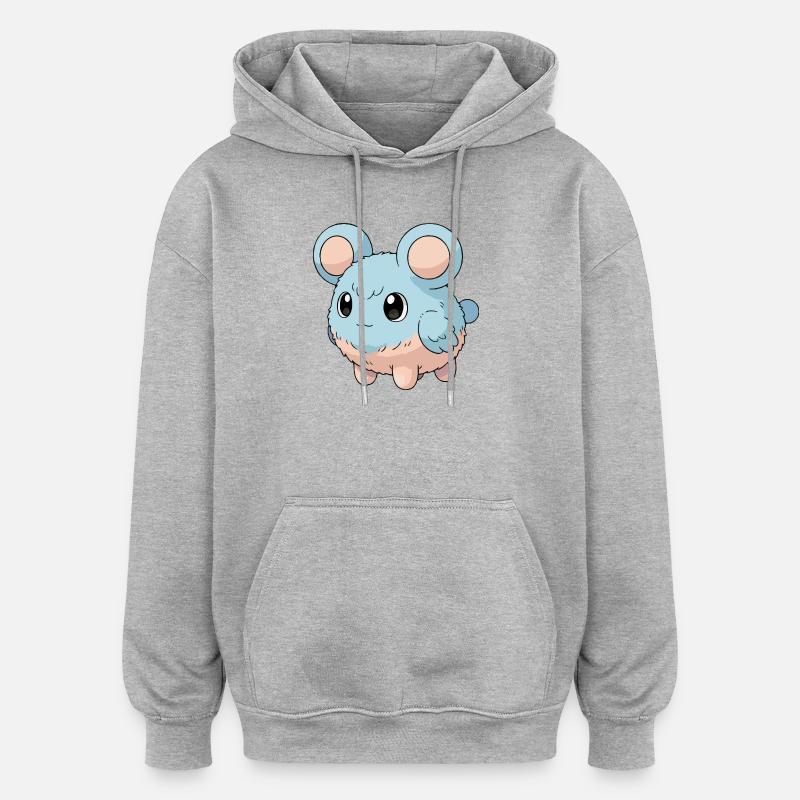 Fuwamaru - Sweat à capuche oversize unisexe - gris chiné