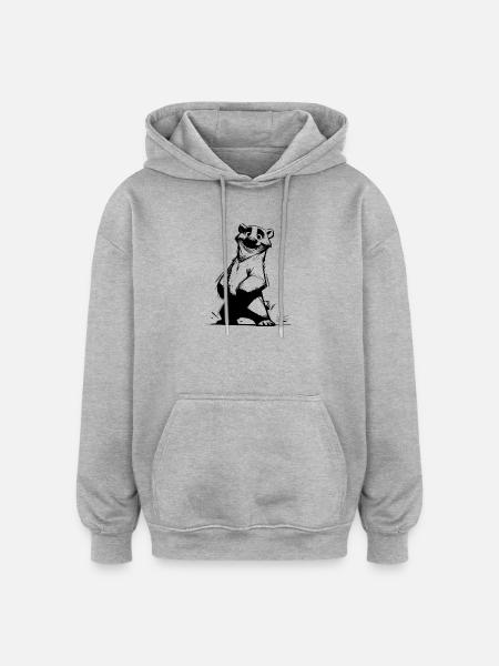 Lächelnder Eisbär Lieblingsmaskottchen Skizze - Oversized Unisex Hoodie - Grau meliert