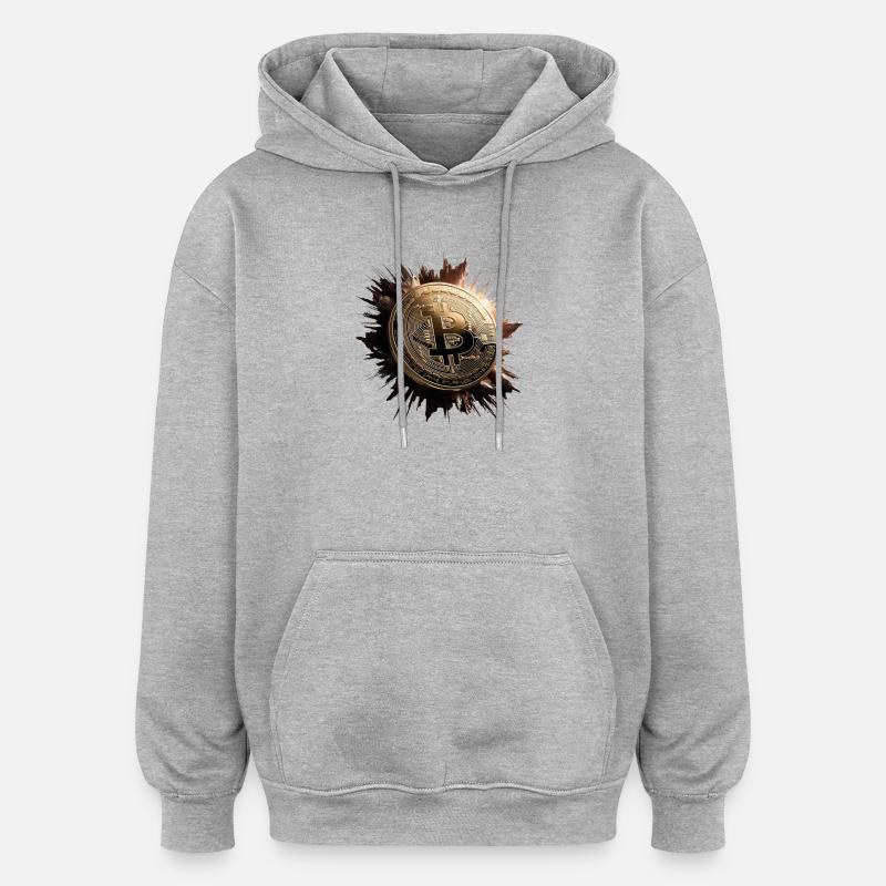 Explosion de l’art des pièces Bitcoin - Sweat à capuche oversize unisexe - gris chiné