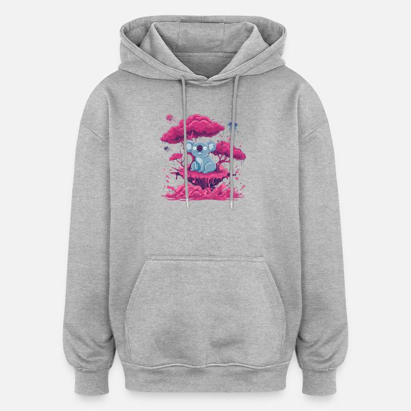 Koala dans la Forêt Rose - Sweat à capuche oversize unisexe - gris chiné