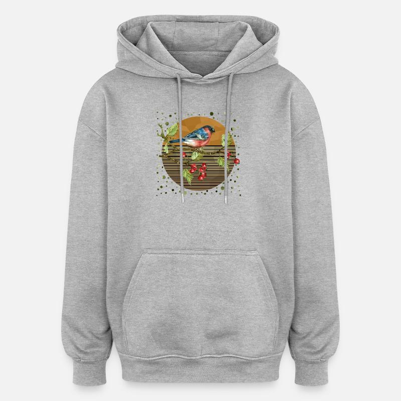 Bunter Vogel - Oversized Unisex Hoodie - Grau meliert
