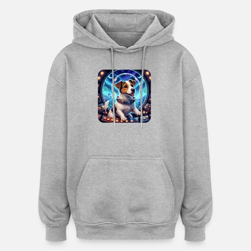 Chiot Cosmique dans la capsule spatiale - Sweat à capuche oversize unisexe - gris chiné