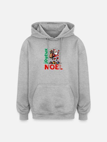 Frohe Weihnachts-Weihnachtsmann-Cartoon-Geschenke - Oversized Unisex Hoodie - Grau meliert