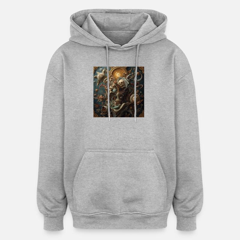 Surréalisme baroque avec Dead Time - Sweat à capuche oversize unisexe - gris chiné