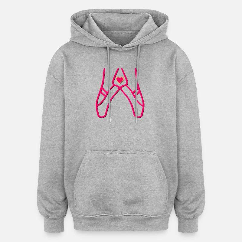 Danse ballette Pointe Shoes - Sweat à capuche oversize unisexe - gris chiné