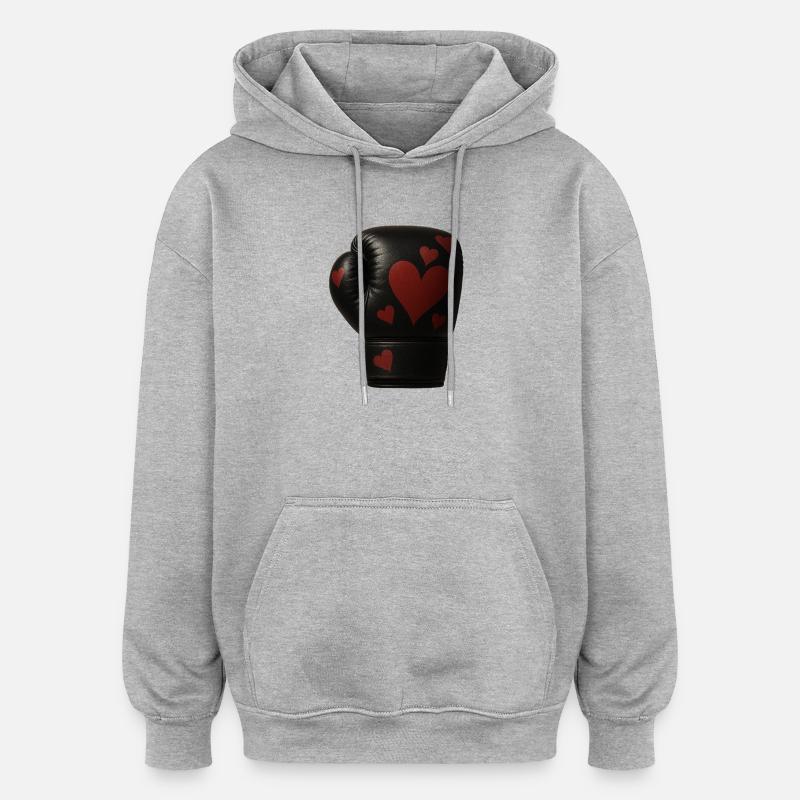 Gant de boxe avec des cœurs - Sweat à capuche oversize unisexe - gris chiné