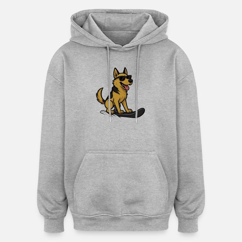 Snowboard Hund Deutscher Schäferhund Wintersport - Oversized Unisex Hoodie - Grau meliert