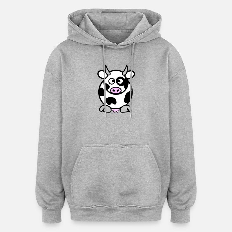 Mabel la vache - Sweat à capuche oversize unisexe - gris chiné