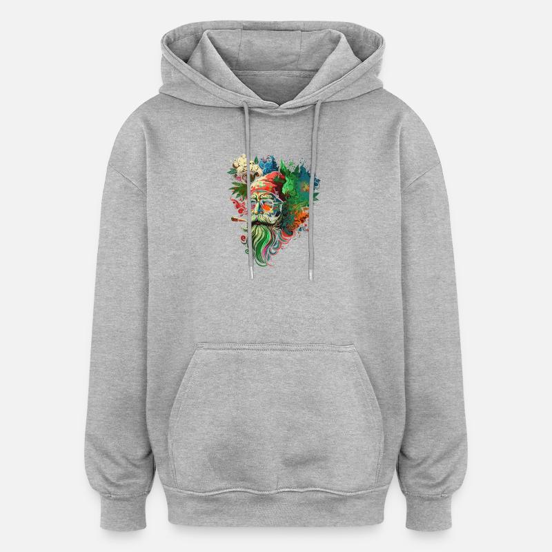Psychedelic Santa Kaleidoscope - Sweat à capuche oversize unisexe - gris chiné