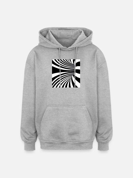 Hypnotic Black and White Waves - Oversized Unisex Hoodie - heather grey