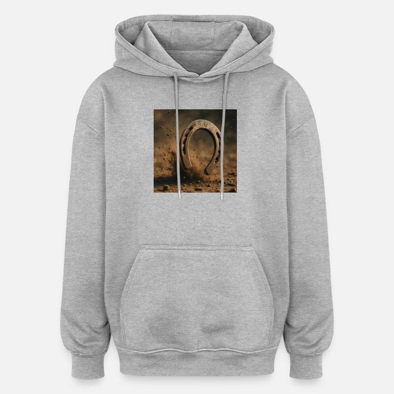Fer à cheval dans la poussière - Sweat à capuche oversize unisexe - gris chiné