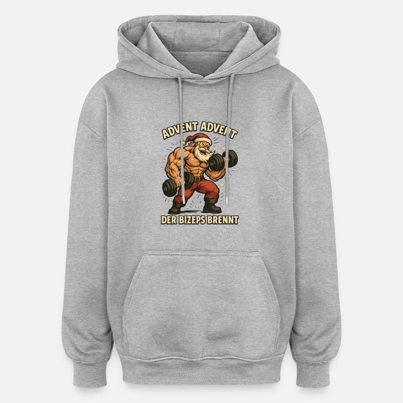 Les biceps brûlent à Noël - Sweat à capuche oversize unisexe - gris chiné