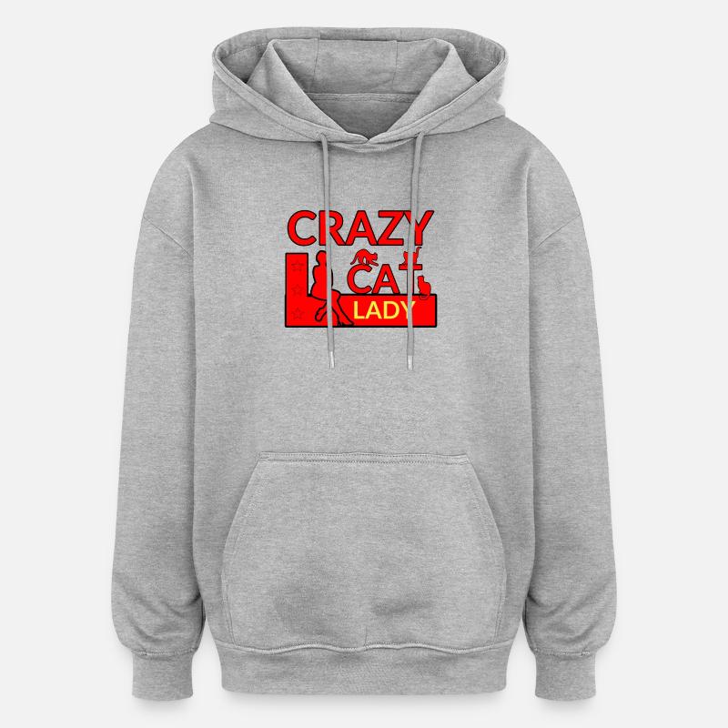 félin - Sweat à capuche oversize unisexe - gris chiné