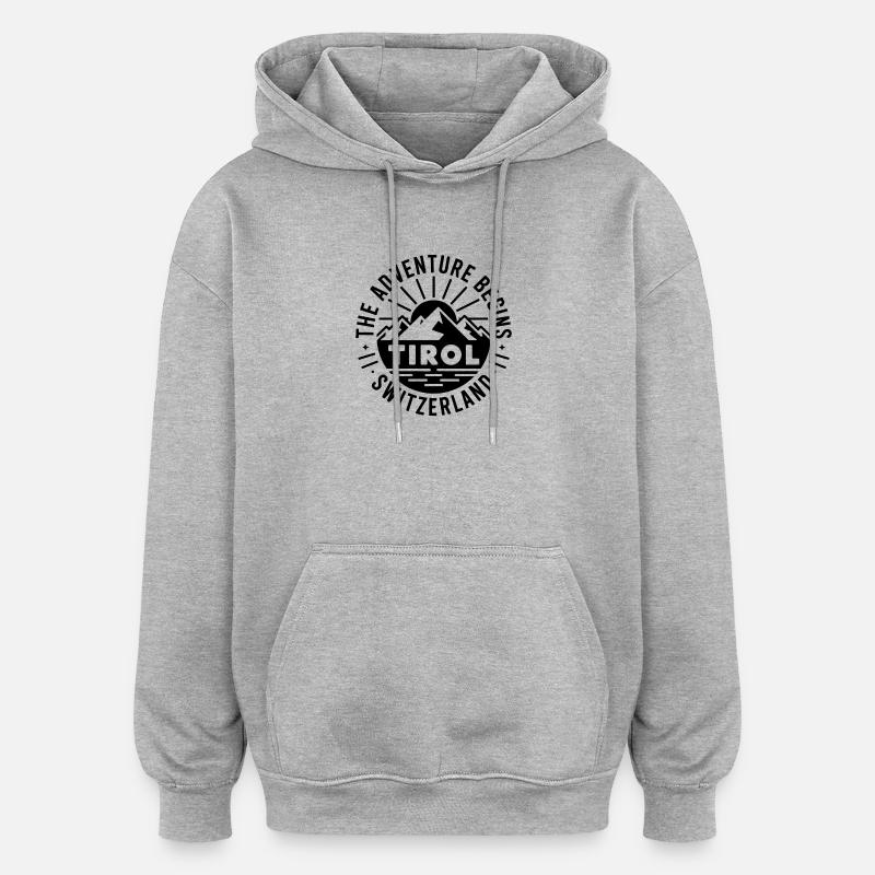 Tyrol - Conception de souvenirs - Sweat à capuche oversize unisexe - gris chiné