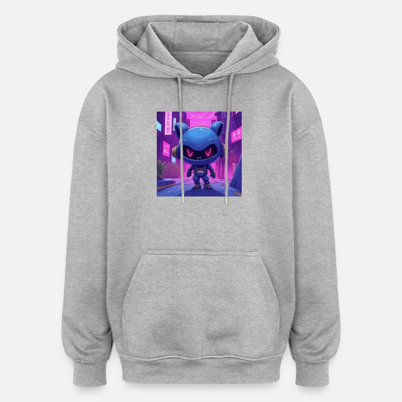 Robot Neon Urbain Ninjo - Sweat à capuche oversize unisexe - gris chiné