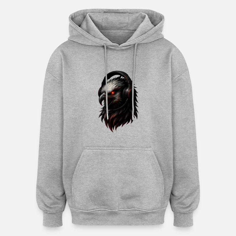 Eagle avec casque de jeu - Sweat à capuche oversize unisexe - gris chiné
