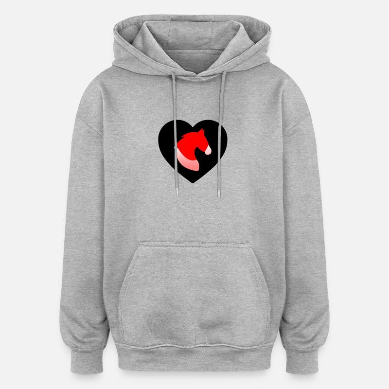 Chevaux - Sweat à capuche oversize unisexe - gris chiné