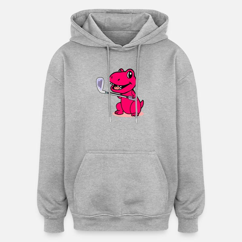 Dinosaure mignon - Joueur de golf enfant - Sweat à capuche oversize unisexe - gris chiné