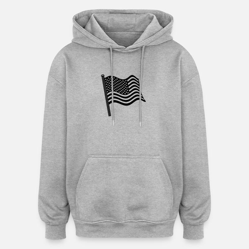 Drapeau des États-Unis - Sweat à capuche oversize unisexe - gris chiné