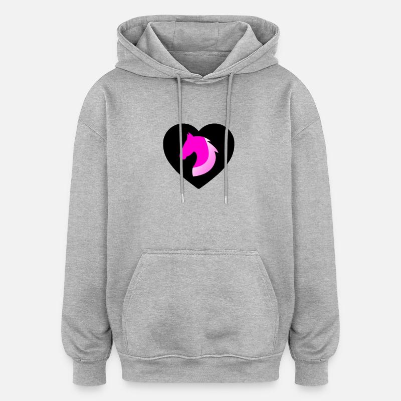 Chevaux - Sweat à capuche oversize unisexe - gris chiné